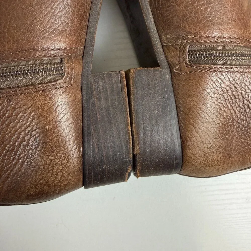 Tory Burch Julian Brown Pebbled Leather Tall Riding Boots - Picture 13 of 15
